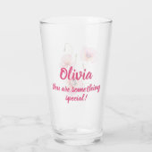 August Geburt Blume Rosa Mohnblumen Glas (Rückseite)