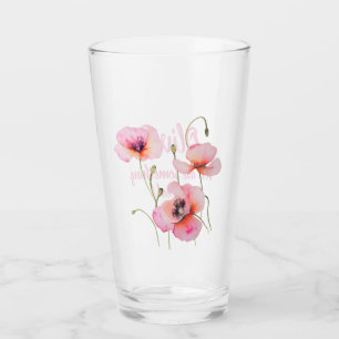August Geburt Blume Rosa Mohnblumen Glas