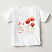 August Geburt Blume Rote Mohnblumen Baby T-shirt (Vorderseite)