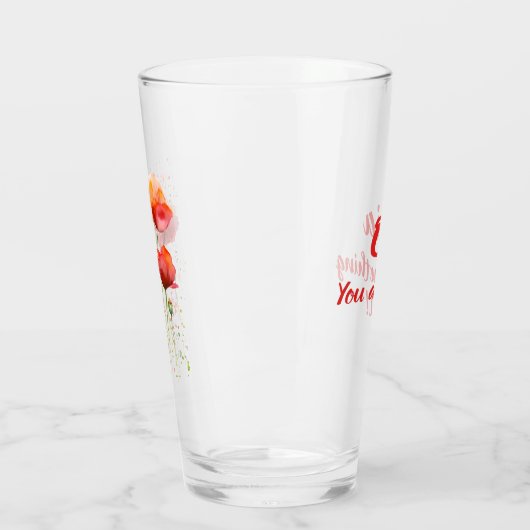 August Geburt Blume Rote Mohnblumen Glas (Links)