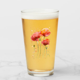 August Geburt Blume Rote Mohnblumen Glas