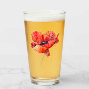 August Geburt Blume Roter Mohn Aquarell Blumenmoor Glas