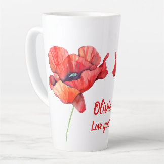 August Geburt Blume Roter Mohn Wasserfarbe Milchtasse