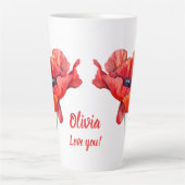 August Geburt Blume Roter Mohn Wasserfarbe Milchtasse (Vorderseite)