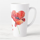 August Geburt Blume Roter Mohn Wasserfarbe Milchtasse (Rechts)