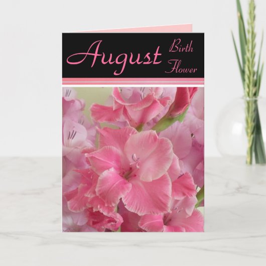 August-Geburts-Blume - Gladiola Anmerkungs-Karte Karte (Vorderseite)