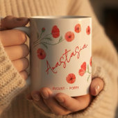 August-Geburtsblume mit individuellem Namen Mohn Kaffeetasse