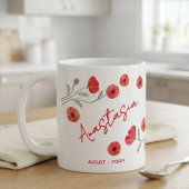 August-Geburtsblume mit individuellem Namen Mohn Kaffeetasse