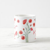 August-Geburtsblume mit individuellem Namen Mohn Kaffeetasse (Mittel)
