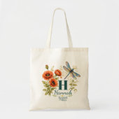 August-Geburtsblume Mohn & Libelle Tragetasche (Vorne)