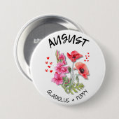 AUGUST Geburtsmonat Blume Button (Vorne & Hinten)