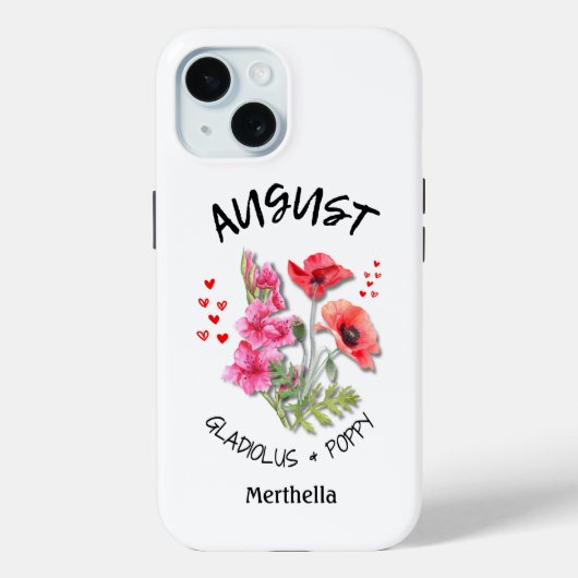 AUGUST Geburtsmonat Blume Individuelle Name Case-Mate iPhone Hülle (Rückseite)