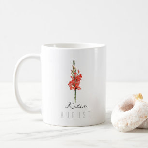 August Geburtsmonat Blume mit/Name - Gladiolus Kaffeetasse