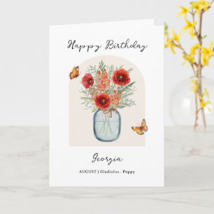 August-Geburtsmonats-Blumen-Geburtstag Karte