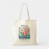 August-Geburtsmonatsblume Gladiolus Retro-Kunst Tragetasche (Rückseite)