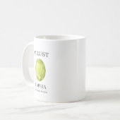 August-Geburtsstein-Geburtstagsname Peridot Kaffeetasse (Vorderseite Links)