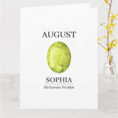 August-Geburtsstein-Geburtstagsname Peridot Karte (Gelbe Blume)