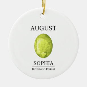 August-Geburtsstein-Geburtstagsname Peridot Keramik Ornament
