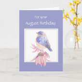 August Geburtstag, Bluebird und Blume Karte (Gelbe Blume)