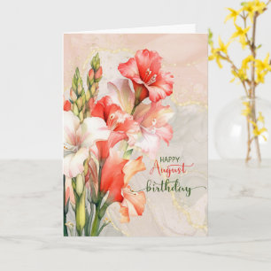August Geburtstag Gladiolus Pfirsich Geburtsmonat Karte
