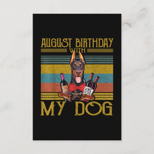 August Geburtstag mit meinem Doberman Pinscher Hun Begleitkarte (Vorderseite)