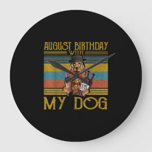 August Geburtstag mit meinem irischen Setter Hund Große Wanduhr