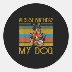 August Geburtstag mit meinem irischen Setter Hund Runder Aufkleber