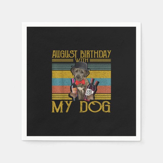August Geburtstag mit meinem irischen Wolfhound Hu Serviette (Vorderseite)