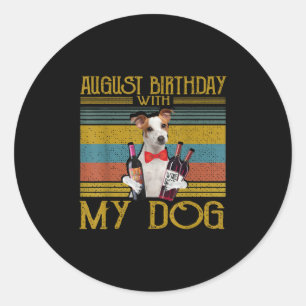 August Geburtstag mit meinem Jack Russell Dog 2020 Runder Aufkleber
