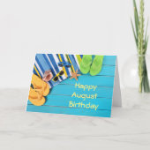 **AUGUST GEBURTSTAG** UND STRANDTAG WÜNSCHEN KARTE (Vorderseite)