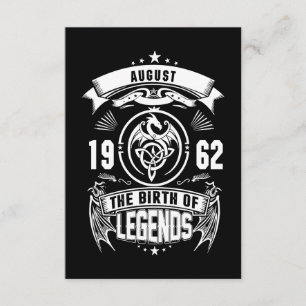 August-Geschenk 1962 Geburtsjahr der Legenden Begleitkarte