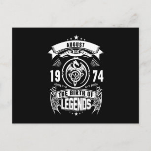 August-Geschenk 1974 Geburtsjahr der Legenden Einladungspostkarte