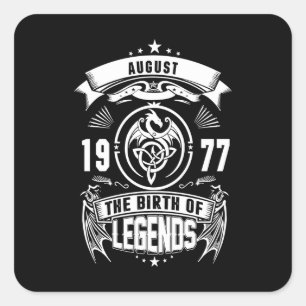 August-Geschenk 1977 Geburtsjahr der Legenden Quadratischer Aufkleber
