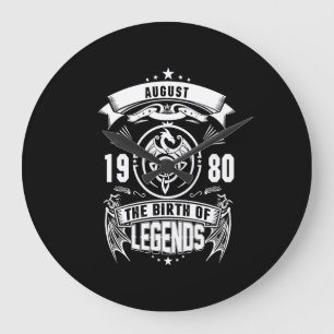 August-Geschenk   1980 Geburtsjahr der Legenden Große Wanduhr