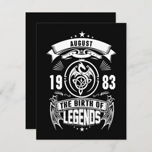 August-Geschenk| 1983 Geburtsjahr der Legenden Einladung (Vorne/Hinten)