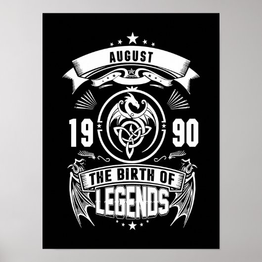August-Geschenk | 1990 Geburtsjahr der Legenden Poster (Vorne)