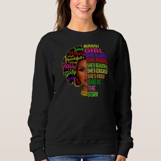 August Girl She Slays & Prays Birthday Girl Sweatshirt (Vorderseite)