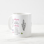 August Gladiola und Poppy Birthday Keepake Kaffeetasse (Vorderseite Links)