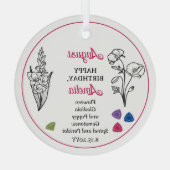 August Gladiola und Poppy Birthday Keepake Ornament Aus Glas (Rückseite)
