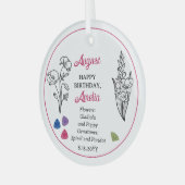 August Gladiola und Poppy Birthday Keepake Ornament Aus Glas (Vorderseite links)