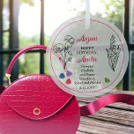 August Gladiola und Poppy Birthday Keepake Ornament Aus Glas<br><div class="desc">August hat tatsächlich zwei Blume und zwei Edelsteine, die zum Geburtstag dieses Monats gefeiert werden: Blume - Gladiola und Mohn; Edelsteine - Stachel (mehrere Farben) und Peridot. Dieses Design zeigt Details in weiß, schwarz und rosa Spinel zusammen mit den Schattierungen in den Edelsteinen. Wir haben ihn mit einem "glücklichen Geburtstag"-Gruß...</div>