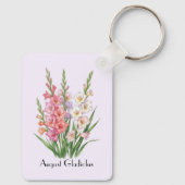 August Gladiolen Blumen  Schlüsselanhänger (Rückseite)