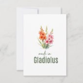 August Gladiolus Birth Flower Flat Thank You Card Dankeskarte (Vorderseite)