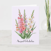 August Gladiolus Blumen Grußkarte