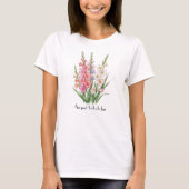 August Gladiolus Blumen T-Shirt (Vorderseite)