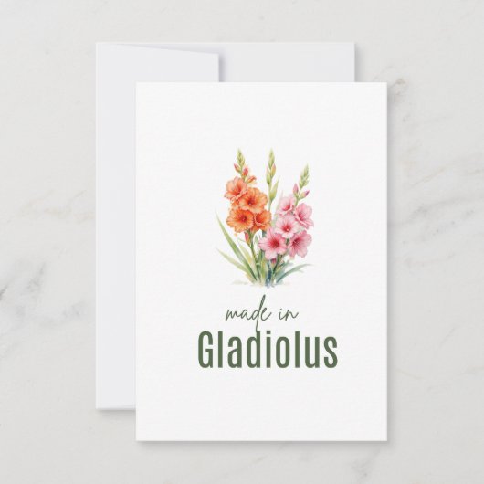 August Gladiolus Geburtstagsblume Flache Dankeskar Dankeskarte (Vorderseite)