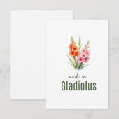 August Gladiolus Geburtstagsblume Flache Dankeskar Dankeskarte (Vorne/Hinten)