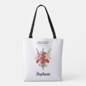 August Gladiolus Mohn Geburtsmonats-Blumen-Einkauf Tasche (Rückseite)