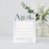 August Gray Modern Monthly Calendar 2025 Postkarte (Stehend Vorderseite)