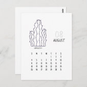 August individuell anpassbare Cactus 2024 Kalender Postkarte (Vorne/Hinten)